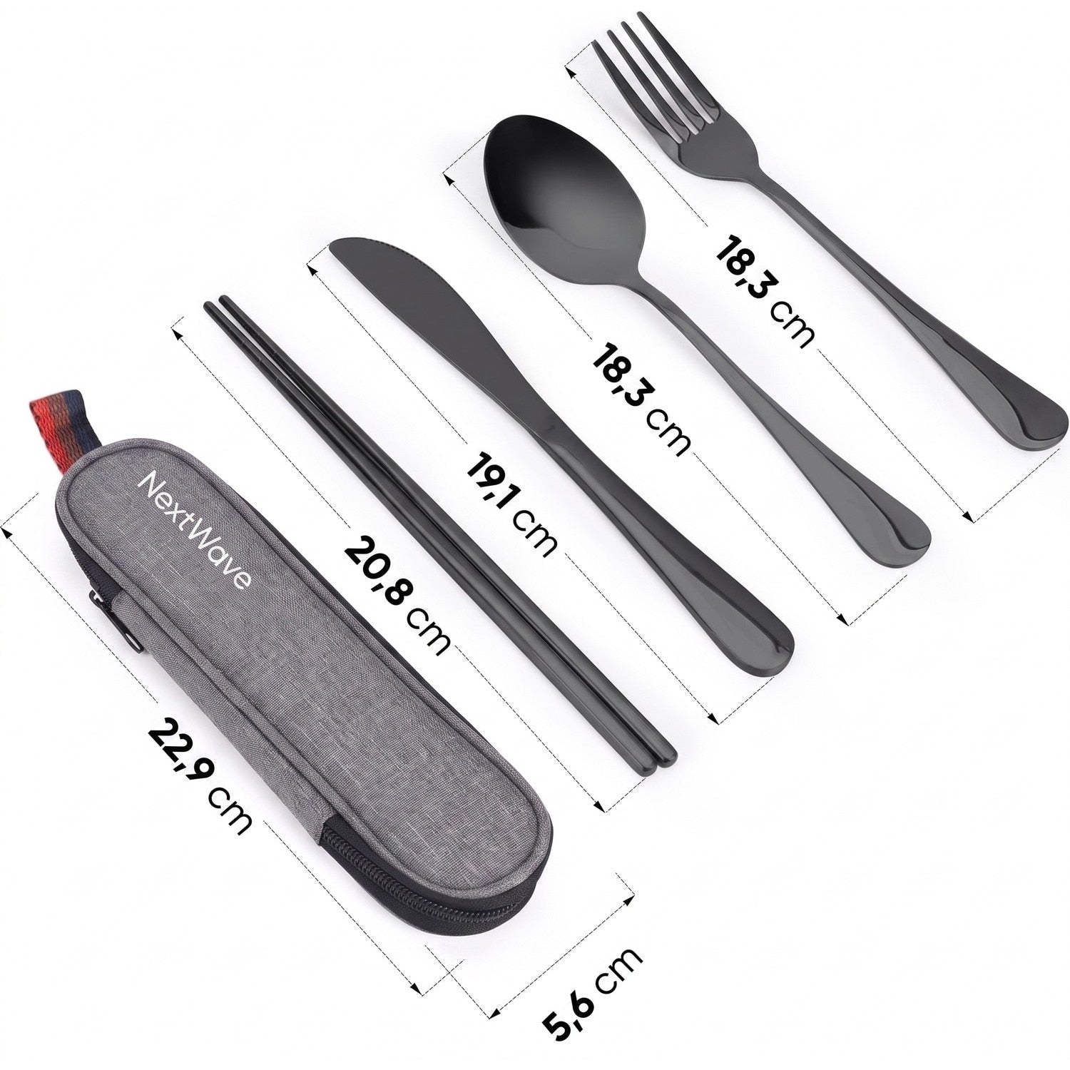 Set tacamuri de calatorie NextWave®, portabile si reutilizabile, fara zgomot la transport, cutit, furculita, lingura si – imaginea 7