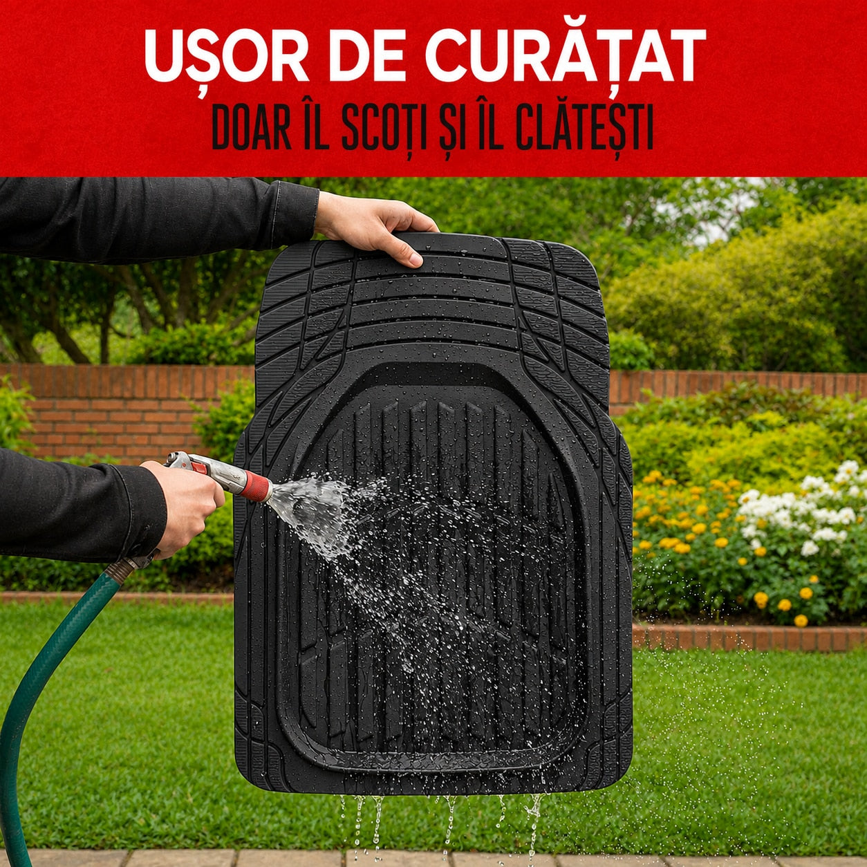 Set covorase auto NextWave®, din cauciuc flexibil impermeabil, margini inalte pentru retinerea apei, noroiului si zapezii – imaginea 7