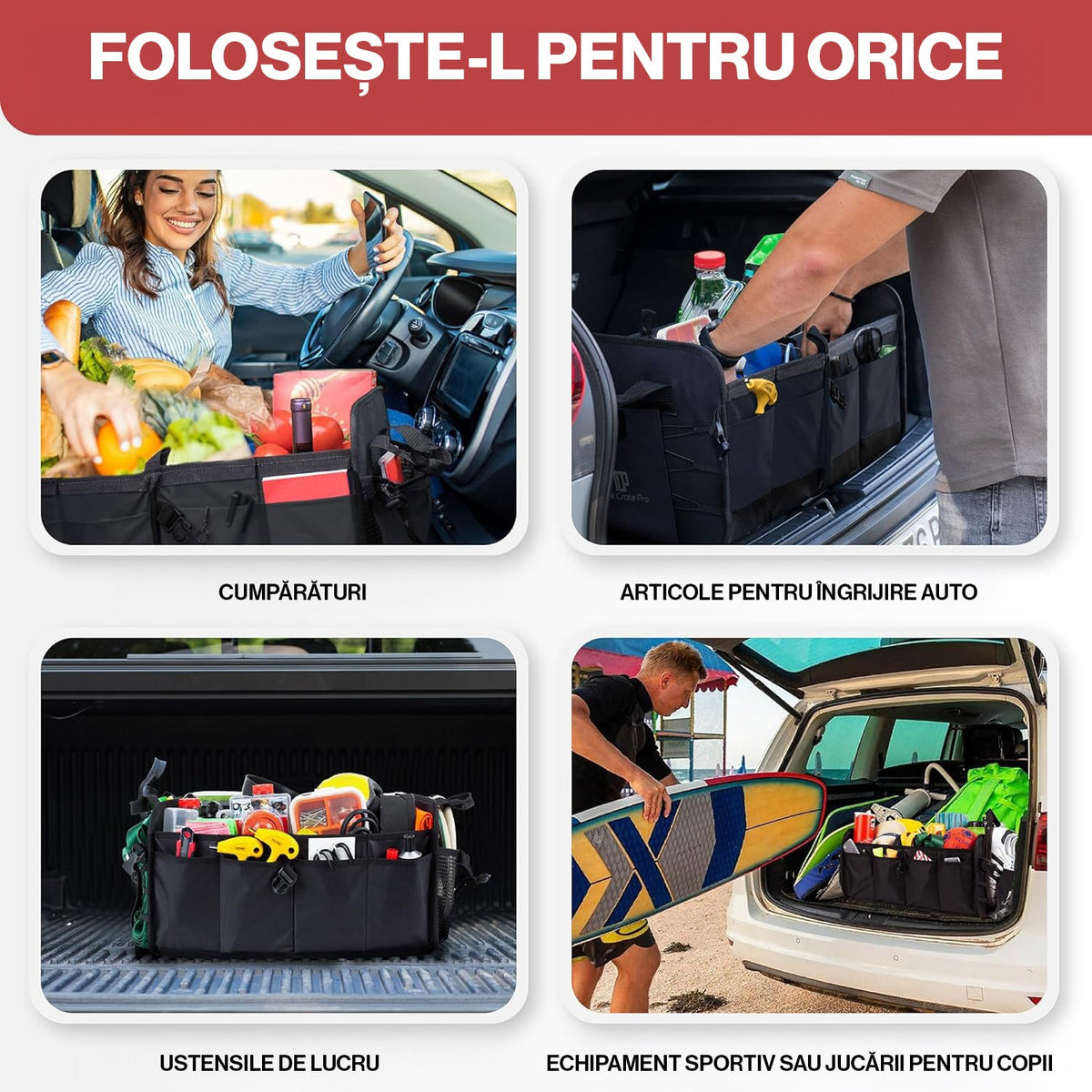 Organizator portbagaj auto pliabil NextWave, compartimentare personalizabila, 53x34cm – imaginea 7