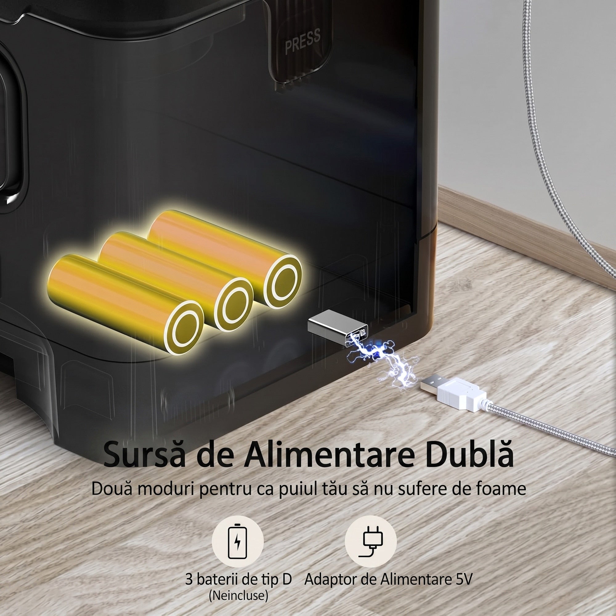 Hranitor Automat Digital Pisici si Caini NextWave®, Dispenser 4L, Rezervor Transparent, Mesaj Vocal Personalizat, 4 Mese/Zi – imaginea 7