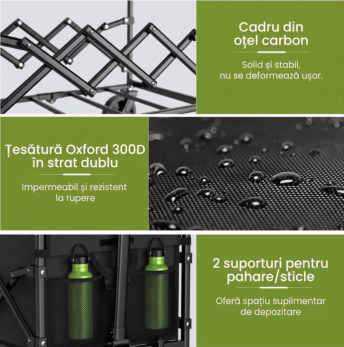 Cărucior pliabil utilitar NextWave®️, capacitate mare de încărcare 99,8 kg, roți pivotante la 360° pentru orice teren, mâner – imaginea 7