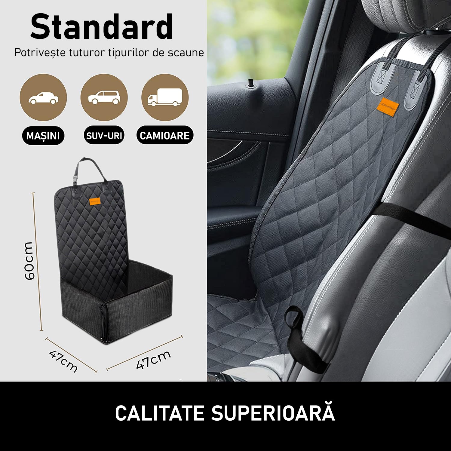 Husa scaun auto protectie si transport animale 2-1 NextWave®️, caini si pisici ofera protectie scaun fata, universala, taxi – imaginea 7