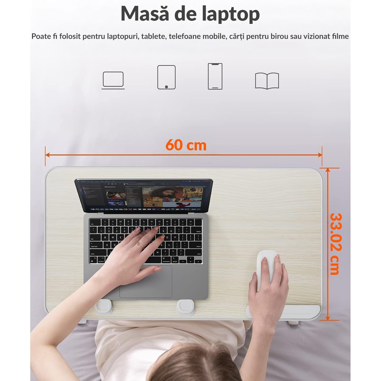Masa pliabila pentru Laptop NextWave®️, pentru birou, pat sau canapea, 5 niveluri de inaltime si 4 unghiuri de inclinare – imaginea 7