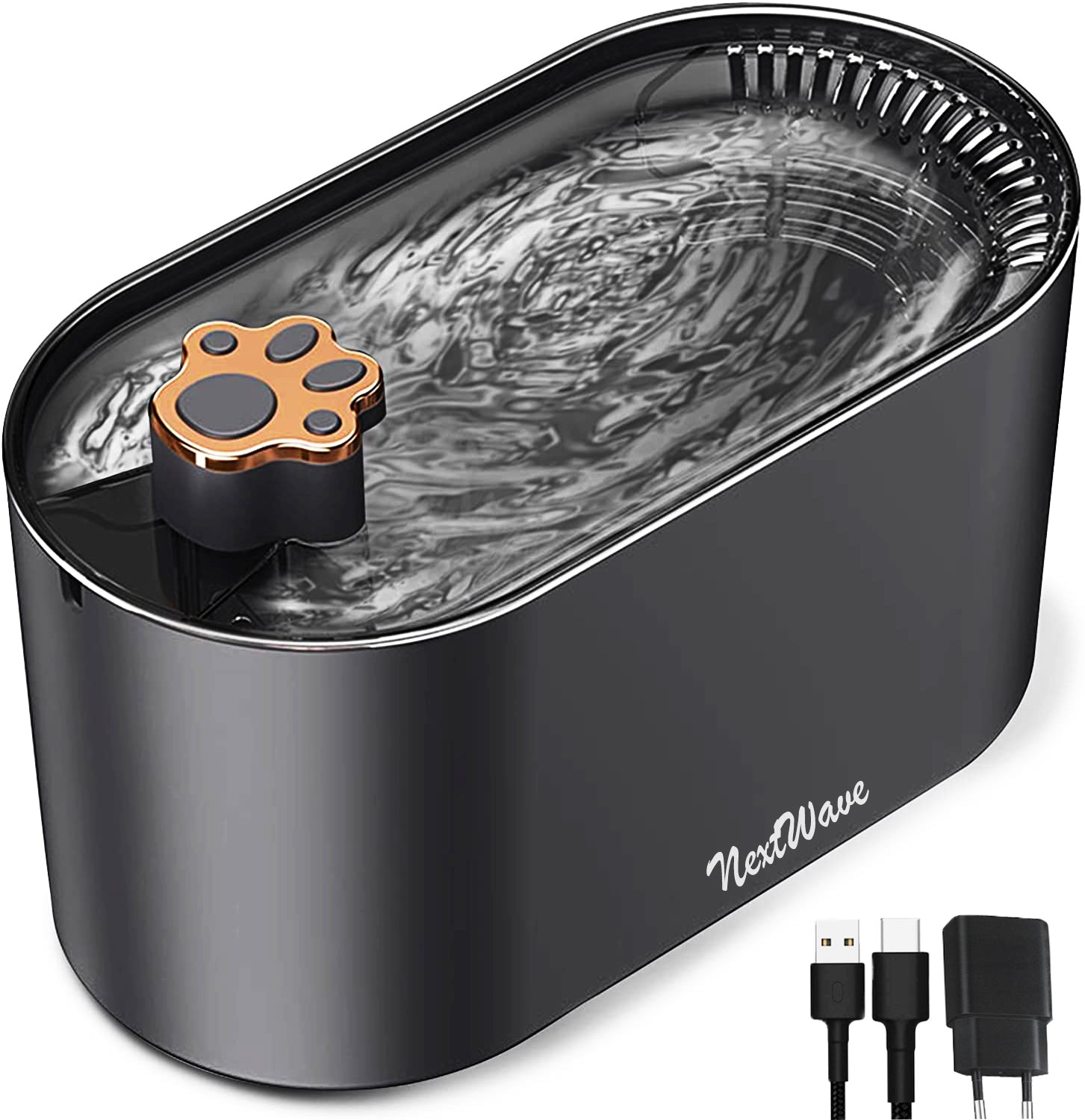 Dispenser apa automat NextWave®, tip fantana pentru pisici si caini, cu purificare si filtrare prin carbune activ, 3L, led – imaginea 7