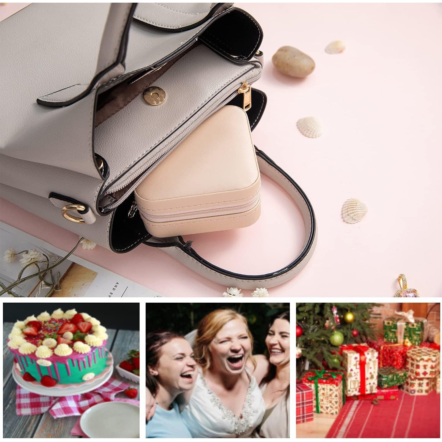 Cutie bijuterii NextWave® portabila din piele ecologica, design modern cu oglinda integrata si compartimente – imaginea 7
