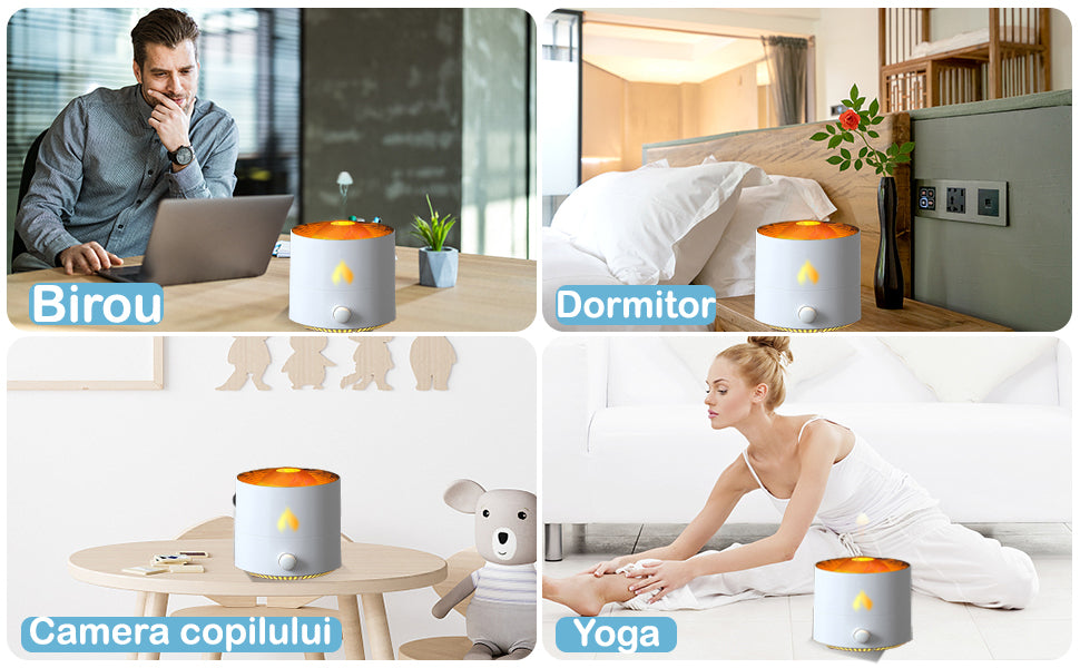 Umidificator de aer Ultrasonic NextWave® cu difuzor aromaterapie, model Vulcan cu lumina rosie, 2 setari de functionare – imaginea 7