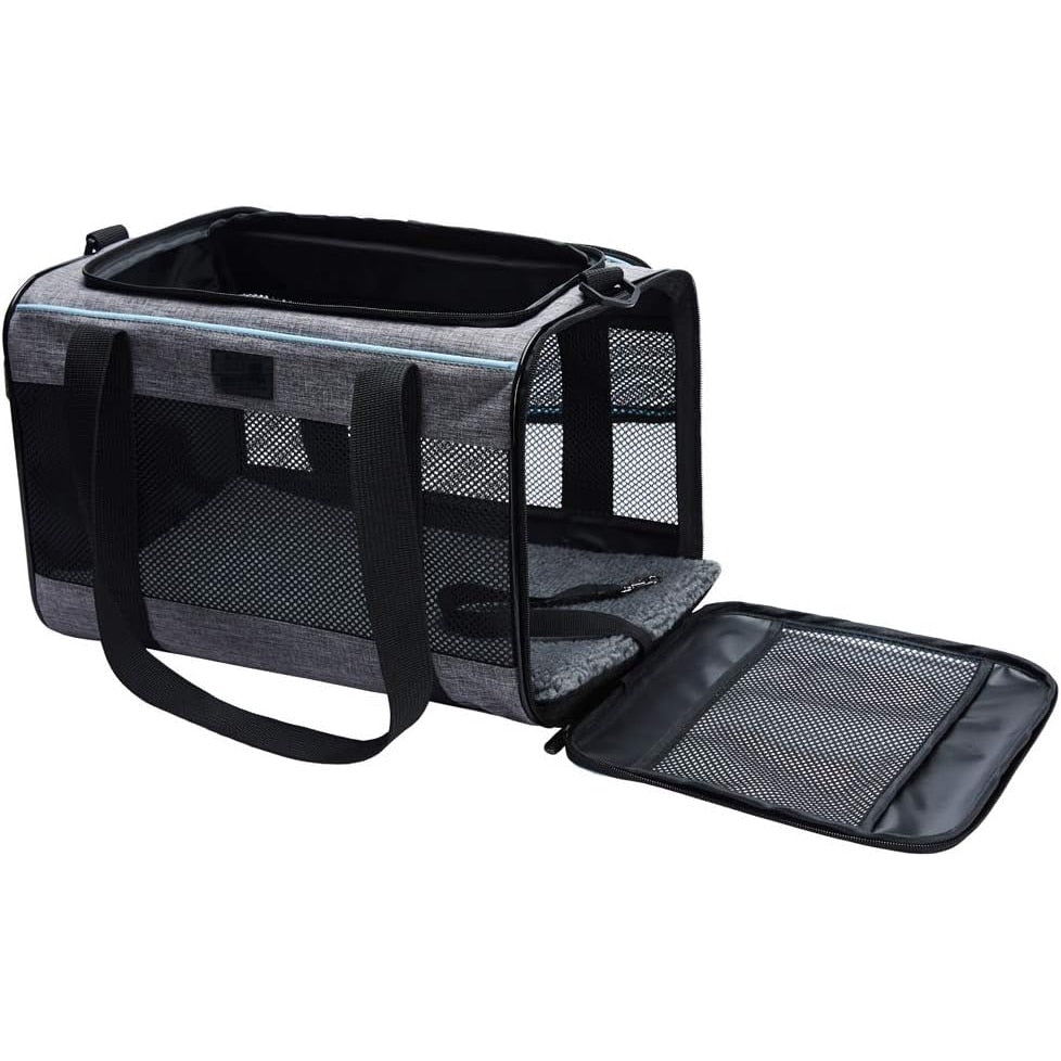 Geanta pentru transport animale mici NextWave®, pisica, caine, iepure, din panza, 45x28x28 cm, Baza rezistenta cu covoras – imaginea 7