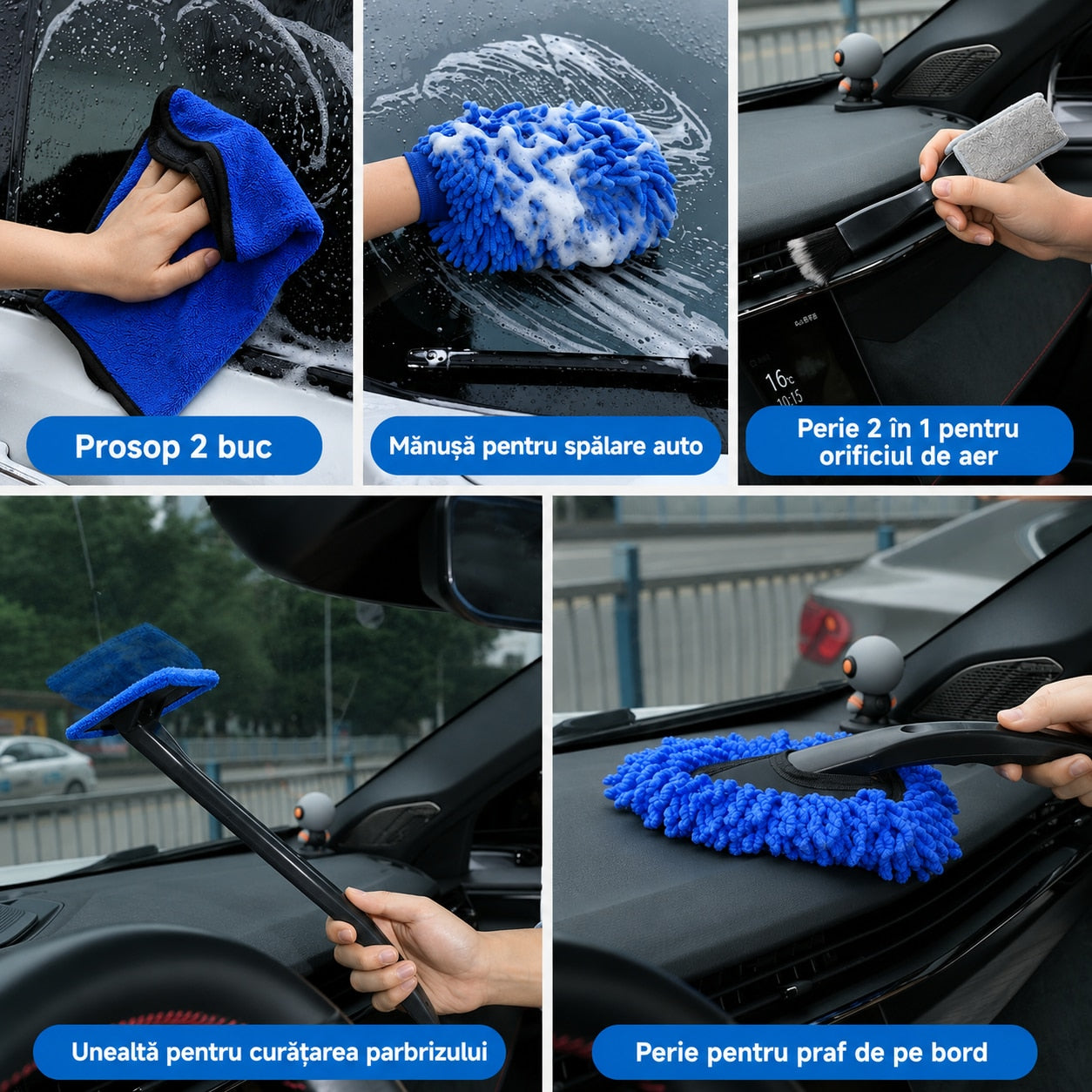 Set detailing auto NextWave®, 36 piese pentru curatare profesionala interior si exterior, perii pentru bormasina, jante – imaginea 7