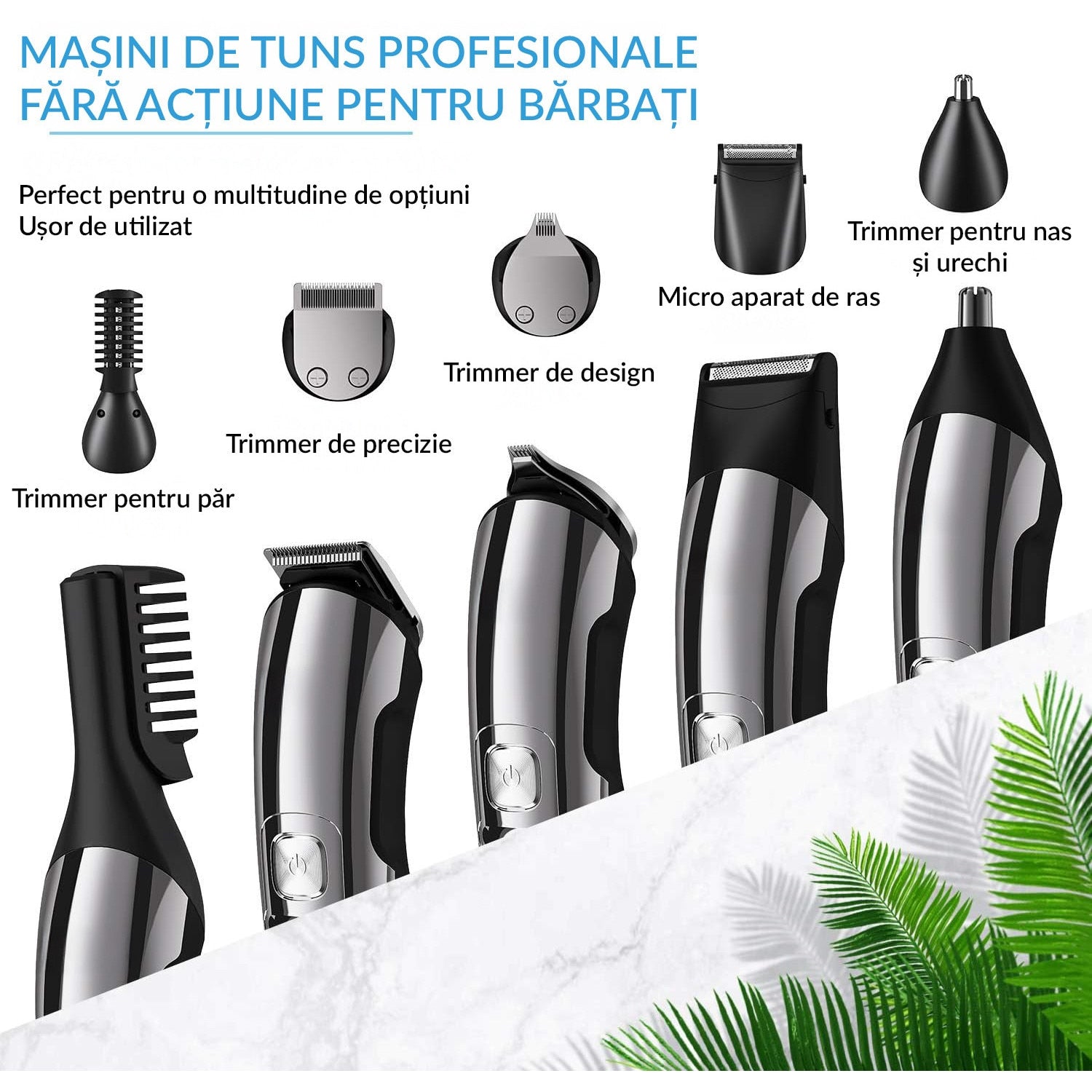 Masina de tuns si Aparat de ras BeGenius®, Multifunctionala 11 in 1, Lame Inox, Corp Metal, Profesional, Barba, Cap – imaginea 7
