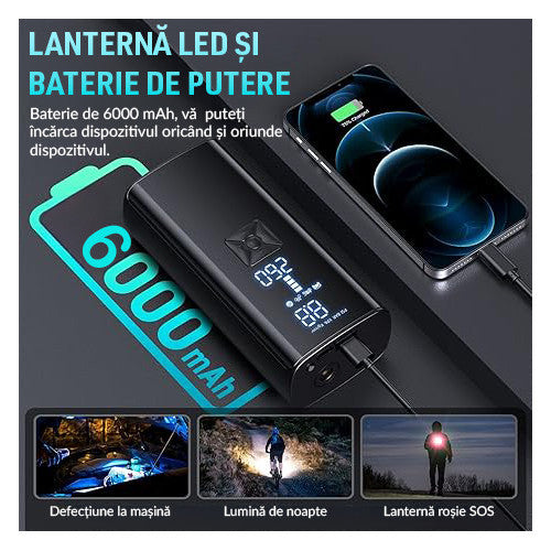 Compresor Auto Portabil Digital NextWave cu accumulator, baterie 6000mAh, pentru Anvelope Auto, Motociclete, Tubliss Enduro – imaginea 7
