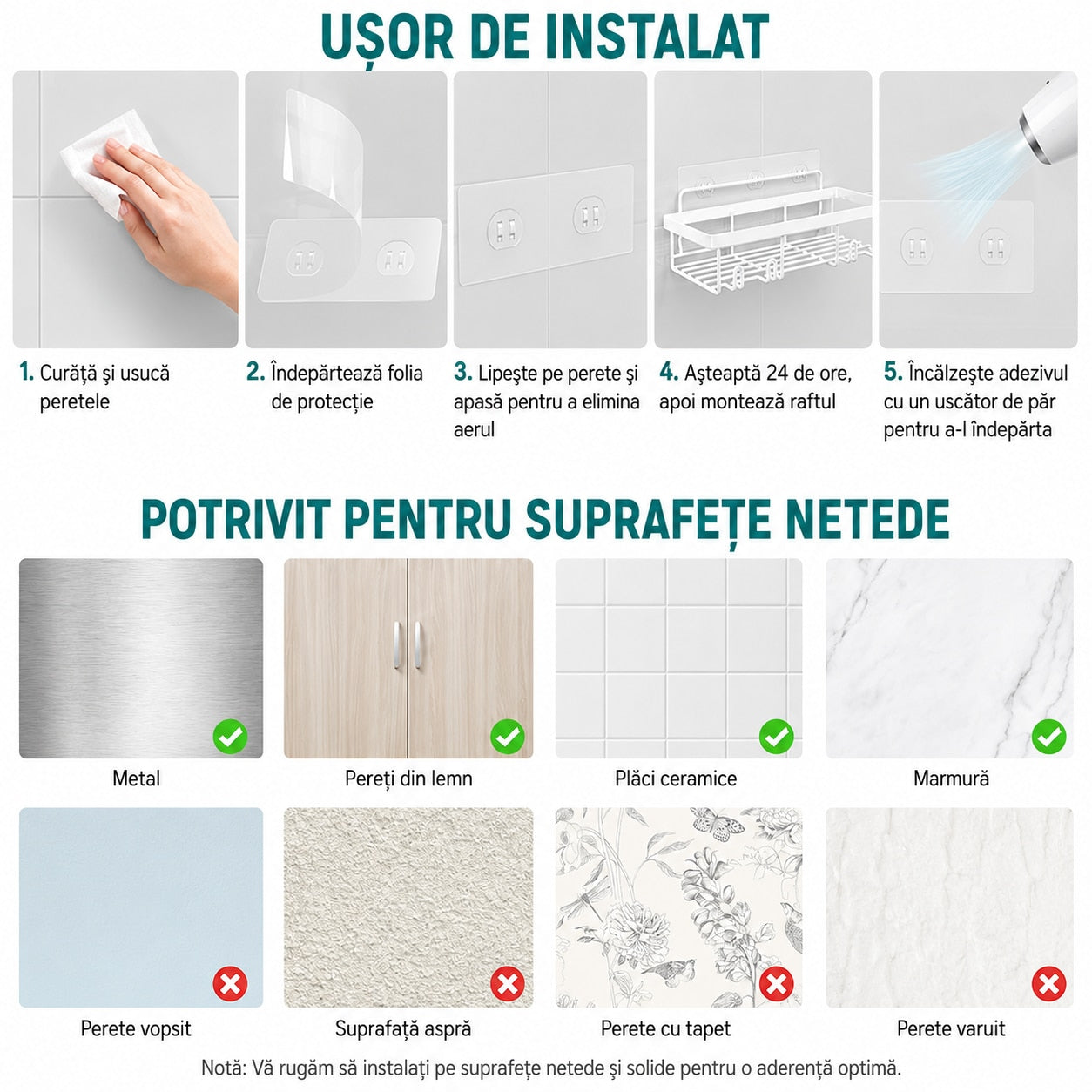 Raft de baie NextWave®, set 5 piese cu 3 etajere pentru dus, 1 suport pentru sapun si 1 suport pentru periute de dinti, din – imaginea 7