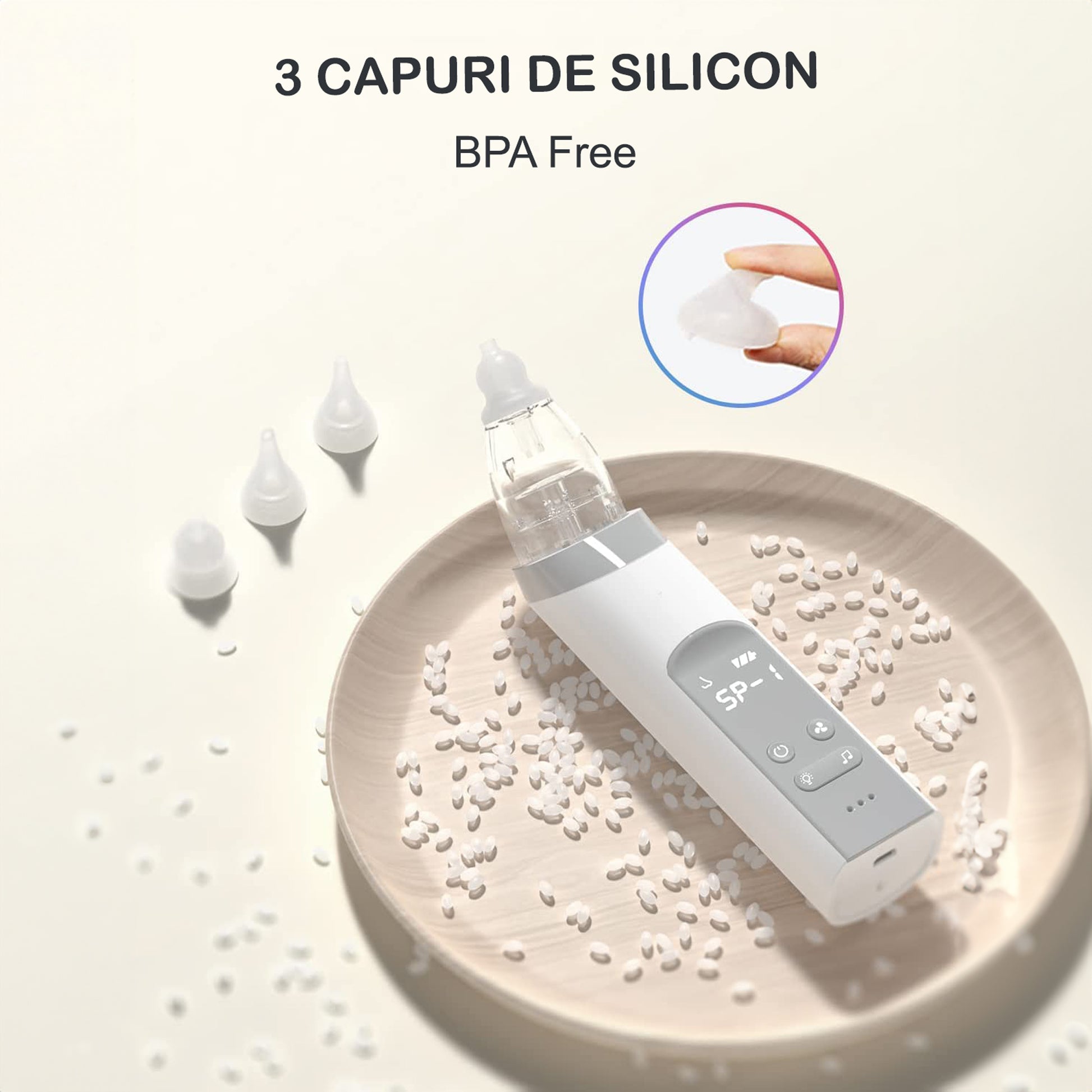 Aspirator nazal electric NextWave™, pentru bebelusi si copii, silentios, Portabil, 3 Trepte de Aspirare, 3 Capete de – imaginea 7
