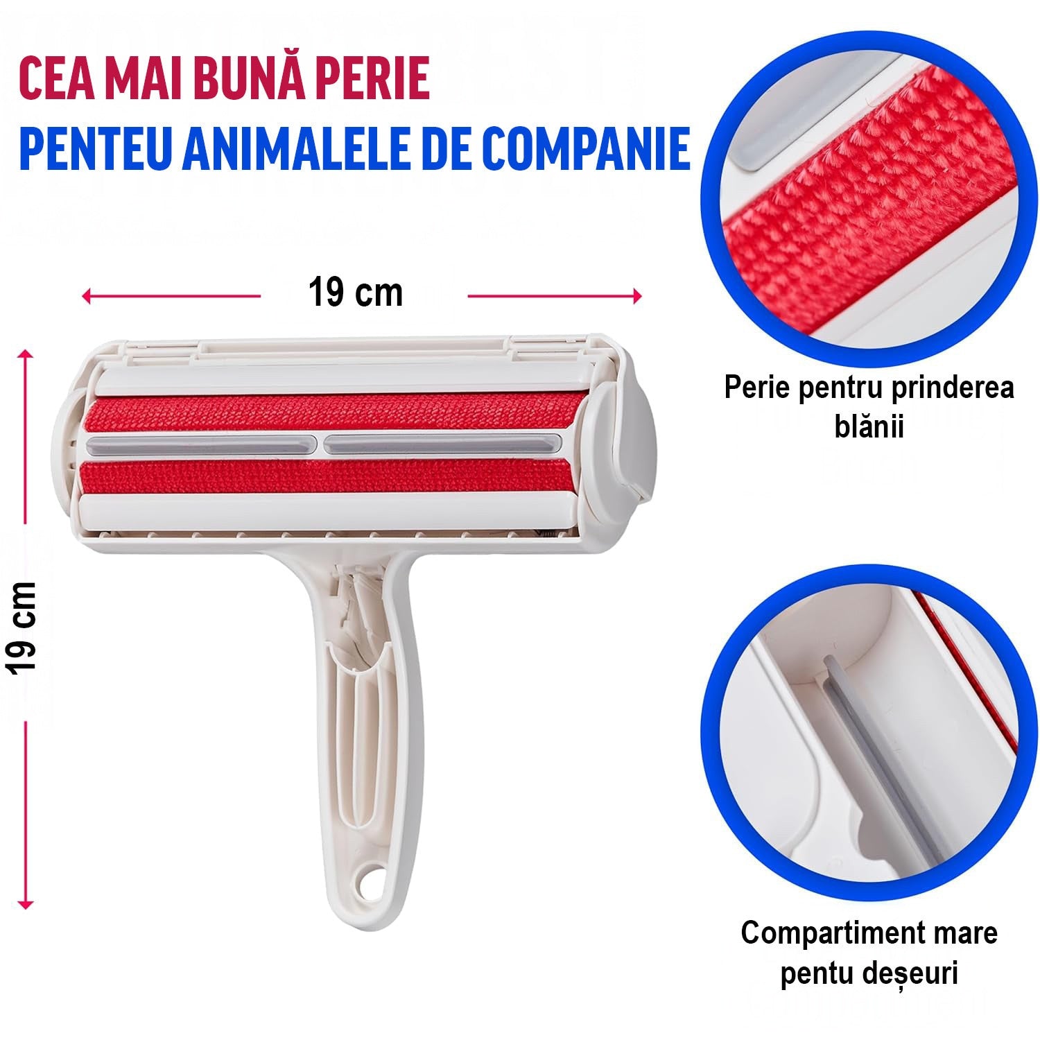 Perie pentru curatarea parului NextWave® de pisici, caini sau alte animale de companie, reutilizabila, Alb – imaginea 8