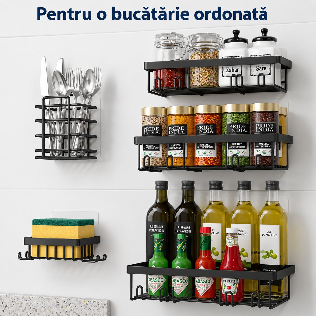 Raft de baie NextWave® la set, 5 piese cu 3 etajere pentru dus, 1 suport pentru sapun si 1 suport pentru periute de dinti – imaginea 8