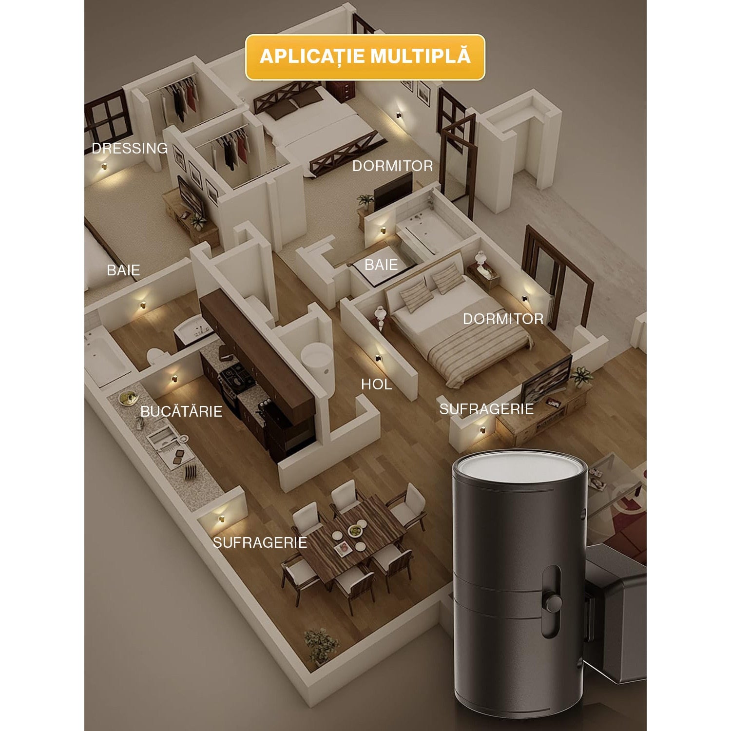 Set 2 Lampi de Noapte LED NextWave®, Senzor zi-noapte, Lampa Fara fir, Usor de instalat, Pentru dressing, dulap de – imaginea 8