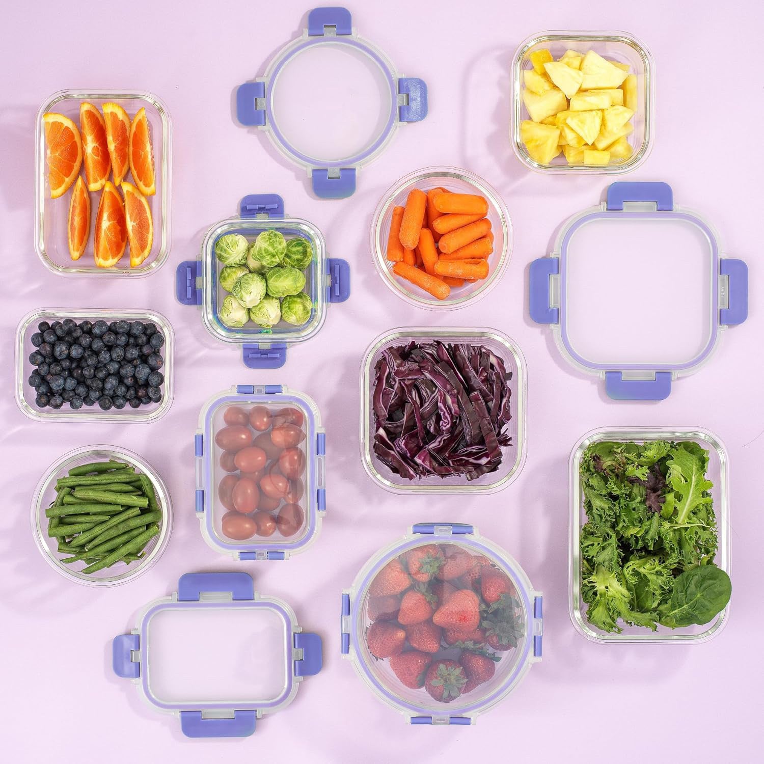 Set 12 Caserole Alimentare din sticla NextWave®️ Capace Etanse, Depozitare Frigider si Congelator, Potrivite pentru – imaginea 8