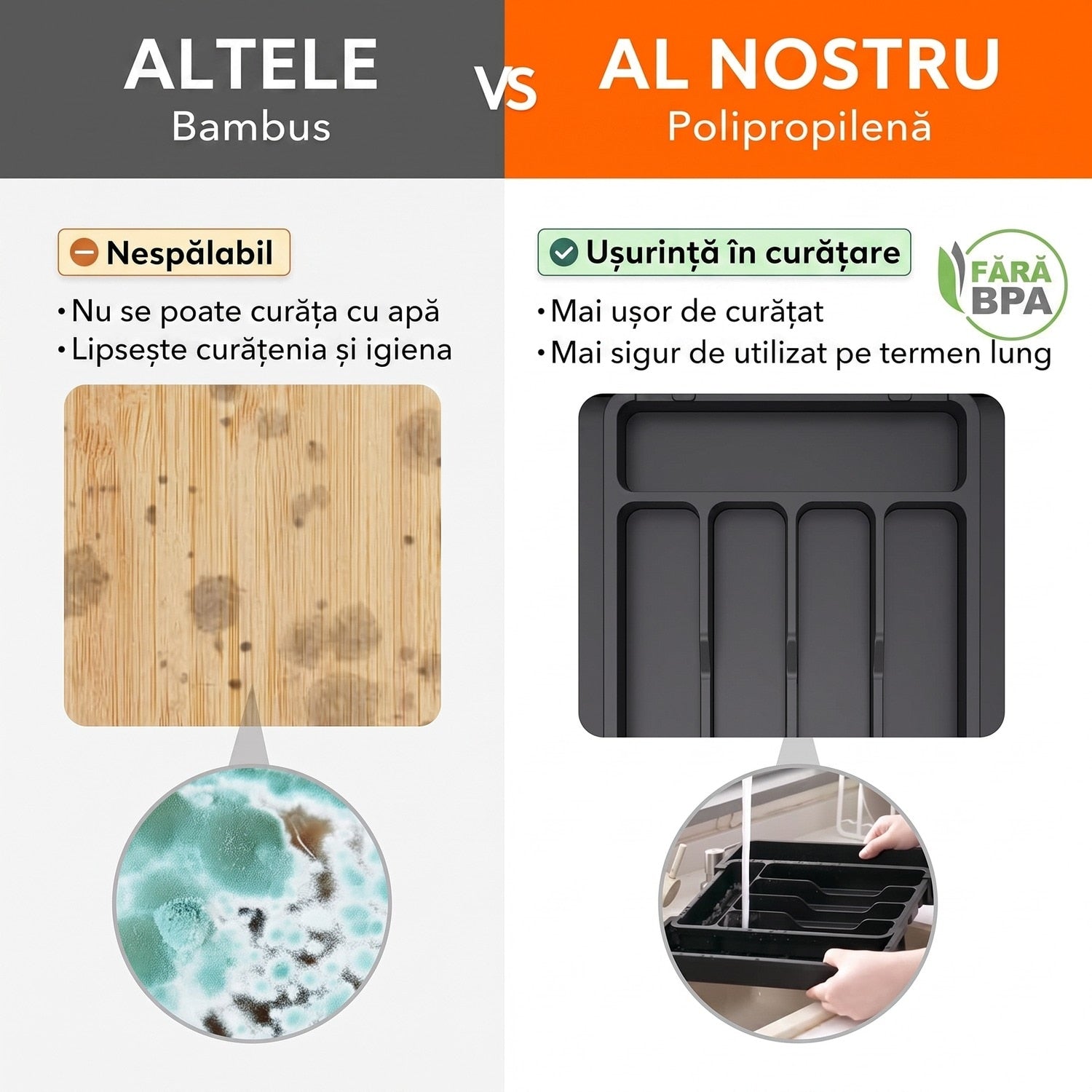 Organizator extensibil pentru tacamuri si ustensile de bucatarie NextWave® – suport sertar ajustabil 33–57 cm, cu 7–9 – imaginea 8
