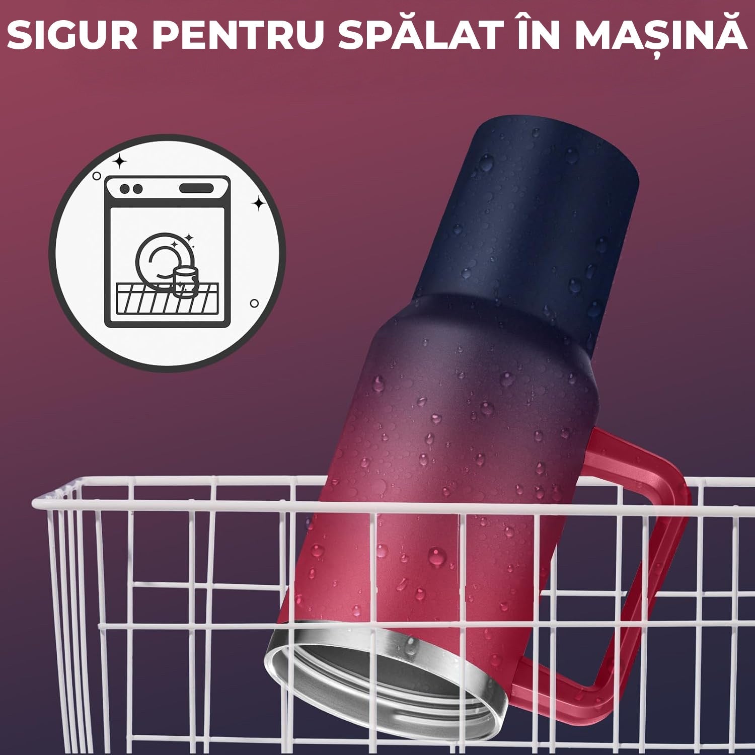 Cana termoizolanta NextWave, Otel inoxidabil, Negru, 1180 ml – imaginea 8