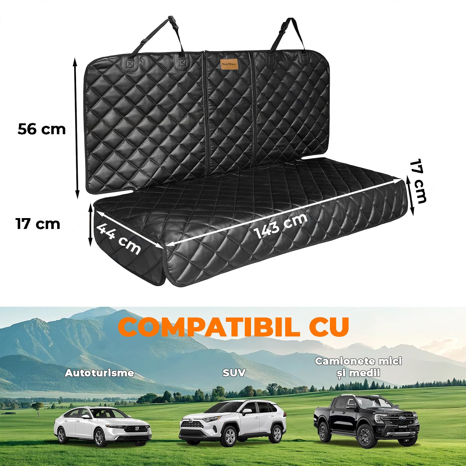 Husa scaune auto protectie si transport animale NextWave®️, universala, taxi, ride sharing, caini, pisici ofera protectie – imaginea 8