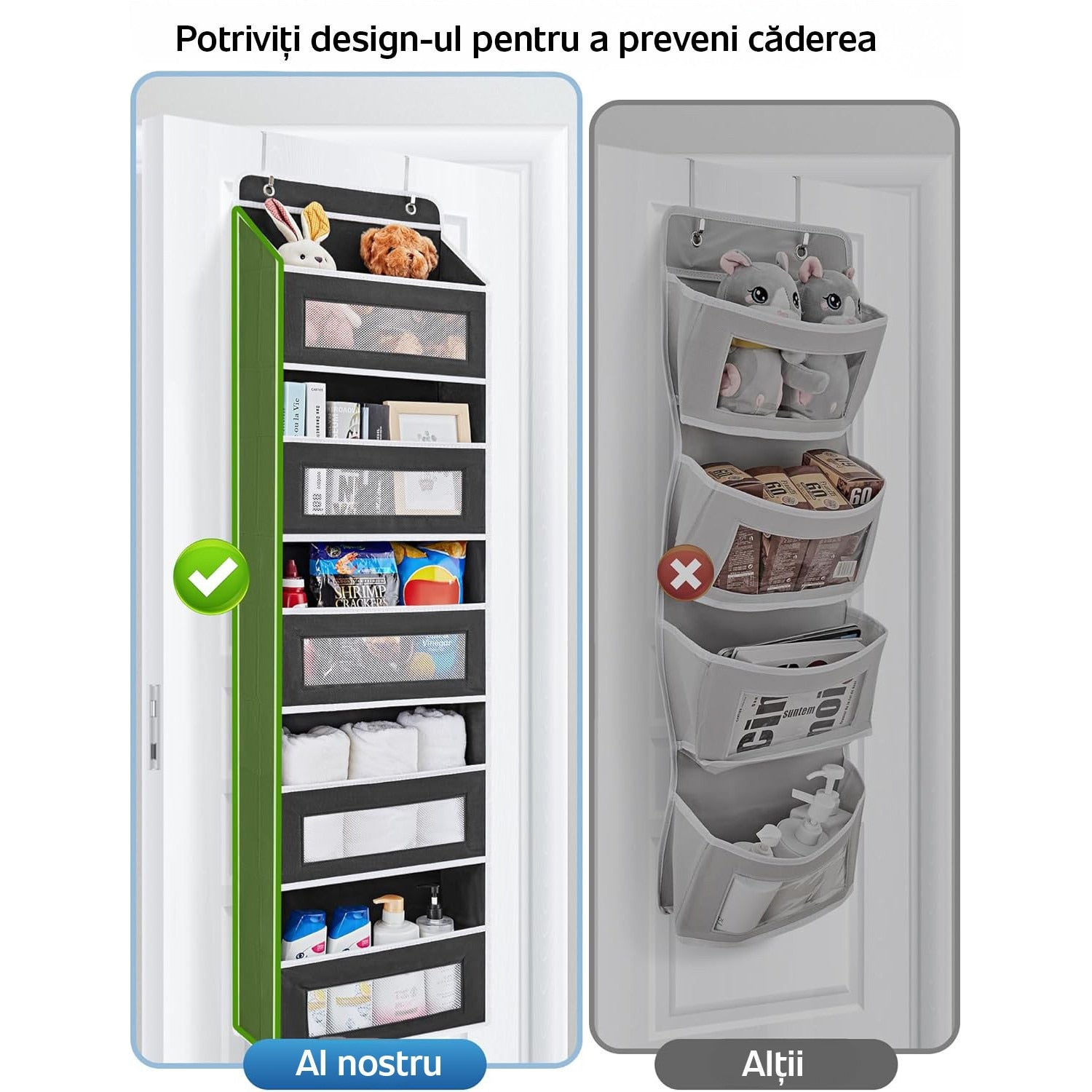 Organizator de usa NextWave®️, 5 compartimente, depozitare pe perete cu raft, material netesut, pliabil, spatiu de – imaginea 8