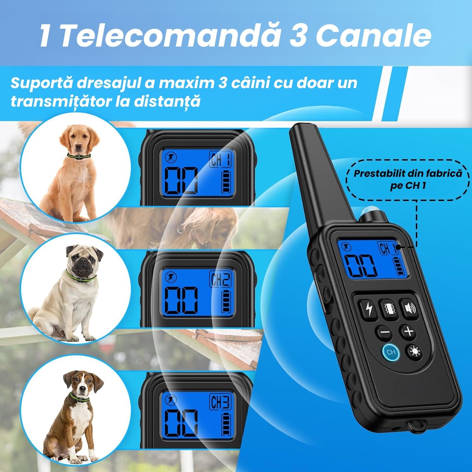 Zgarda Electrica pentru Dresaj Caini, 7 moduri de Dresaj, 99 Nivele de Vibratii, Reincarcabila, Ghid Dresaj, Raza Actiune – imaginea 8