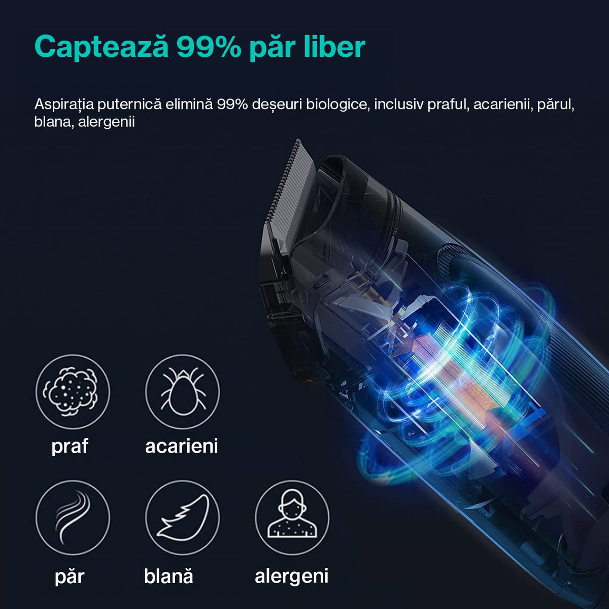 Masina De Tuns Animale, Caini, Pisici NextWave®, Aspirator 5 in 1 pentru toaletarea animalelor de companie si materiale – imaginea 8