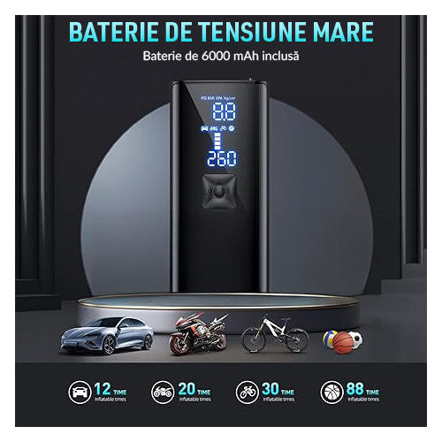 Compresor Auto Portabil Digital NextWave cu accumulator, baterie 6000mAh, pentru Anvelope Auto, Motociclete, Tubliss Enduro – imaginea 8