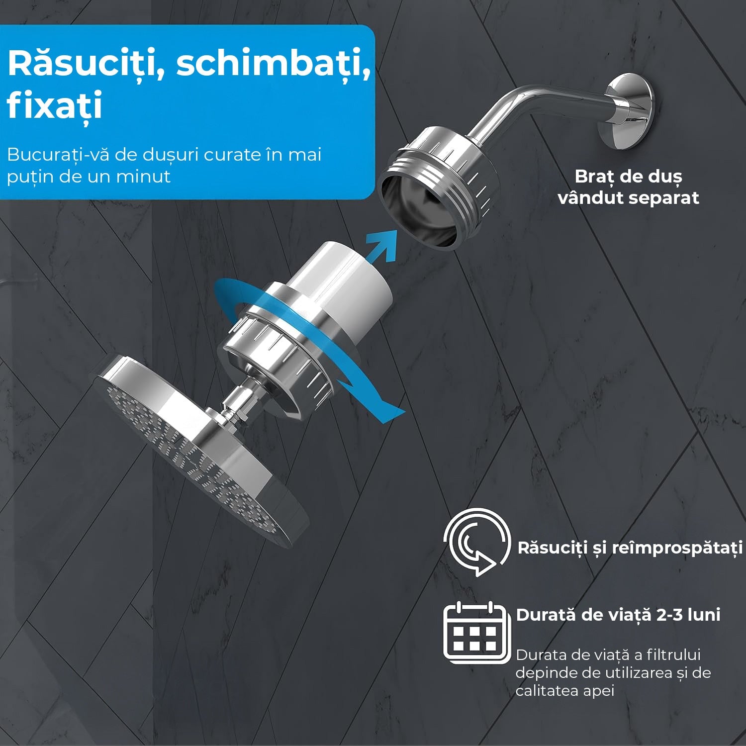 Filtru de apa premium NextWave® pentru para de dus cu 23 stagii de filtrare, usor de instalat, infuzie de minerale si – imaginea 8