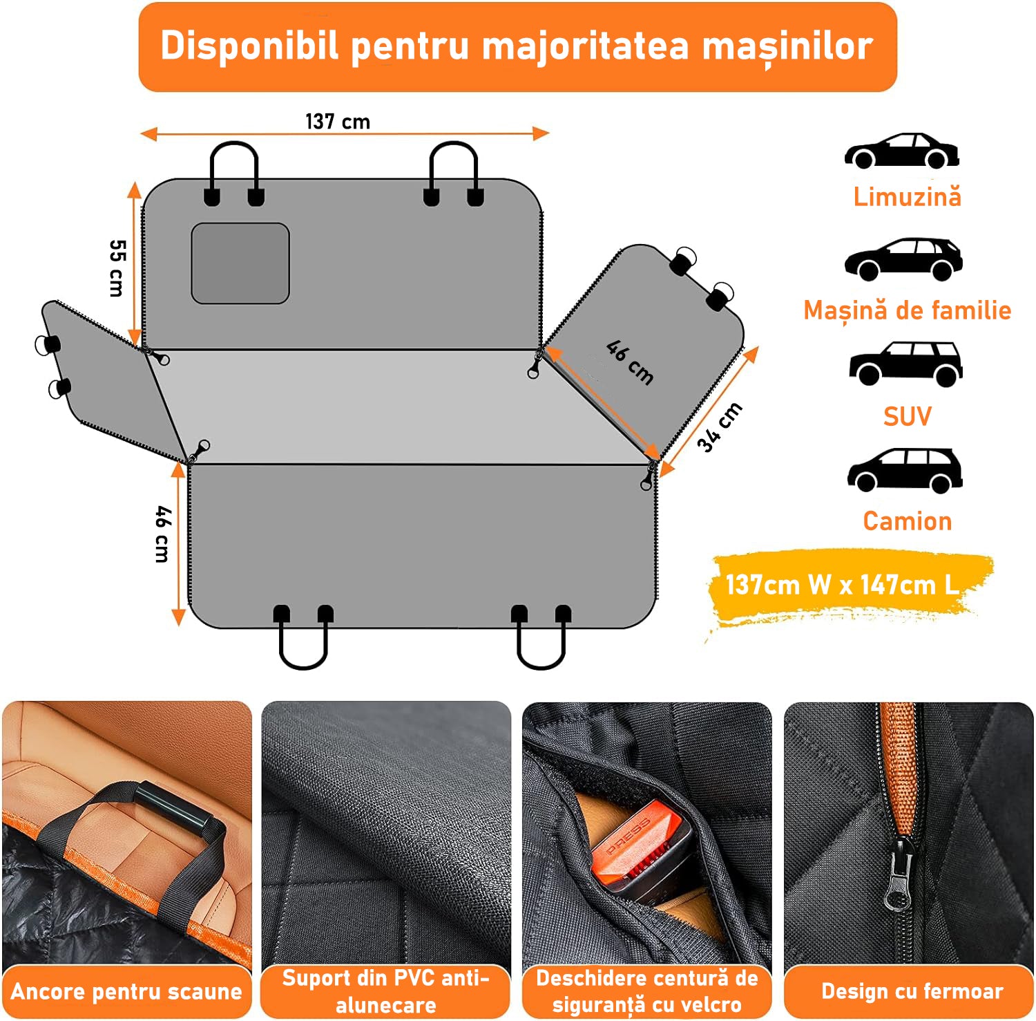 Husa scaune auto protectie si transport animale NextWave®️, pentru caini, pisici de toate taliile, ofera protectie 3-1 – imaginea 8
