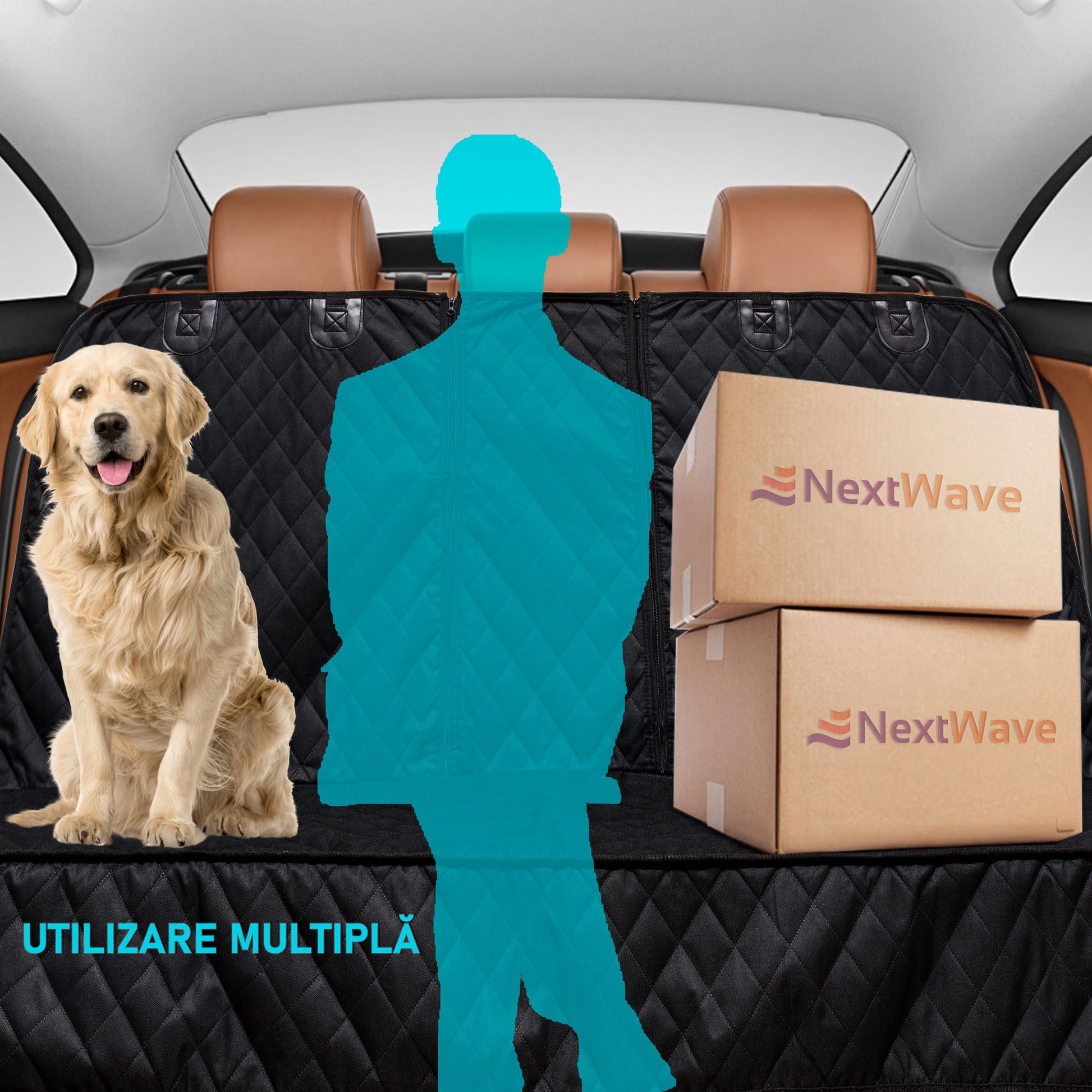 Husa scaune auto protectie si transport animale NextWave®️, universala, taxi, ride sharing, caini, pisici ofera protectie – imaginea 8