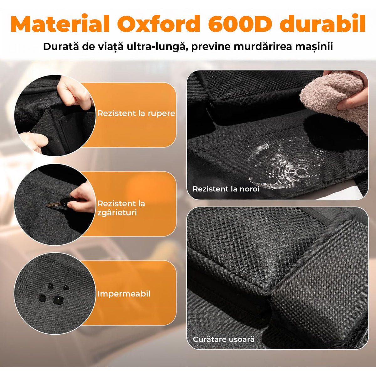 Husa spatar scaun auto NextWave®️, husa protectoare impermeabila pentru scaune, tava pliabila tip masa pentru tableta sau – imaginea 8