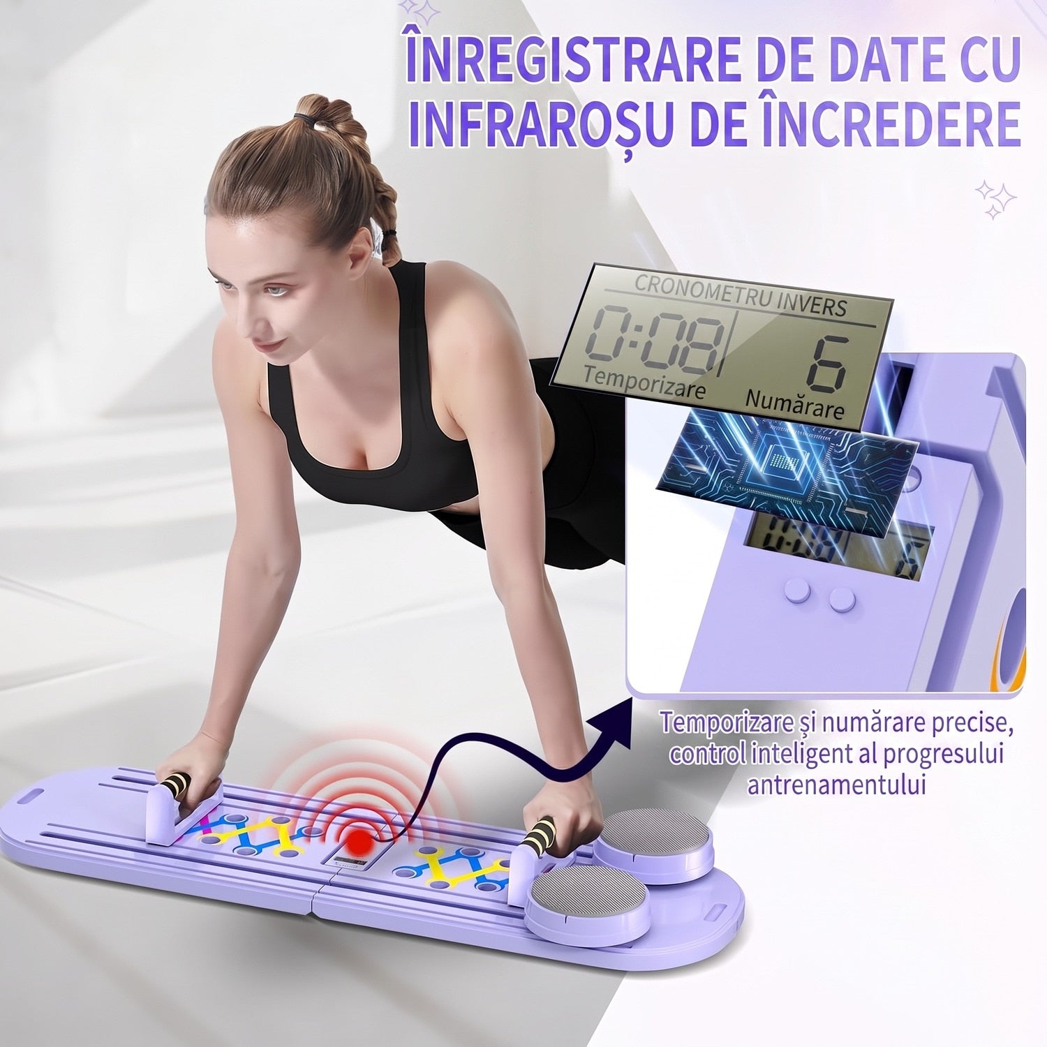 Placa Pilates multifunctionala NextWave®️, set reformer 6 in 1 pliabil pentru abdomen si sculptarea corpului, cu – imaginea 8