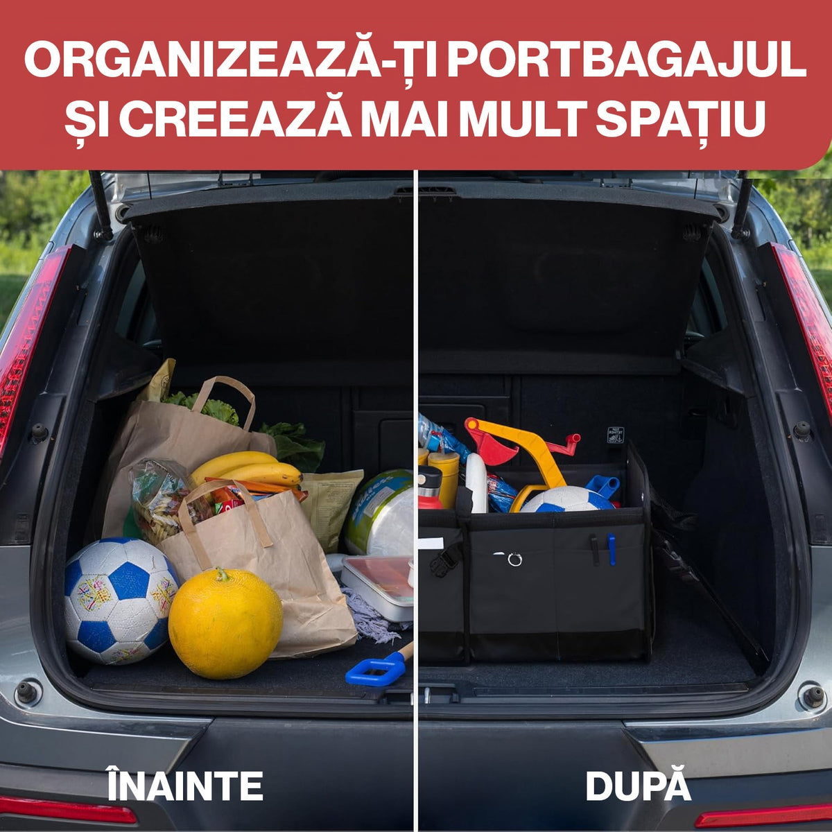 Organizator portbagaj auto pliabil NextWave®️ L, compartimentare personalizabila cu subdivizor detasabil, 2 buzunare mari – imaginea 8