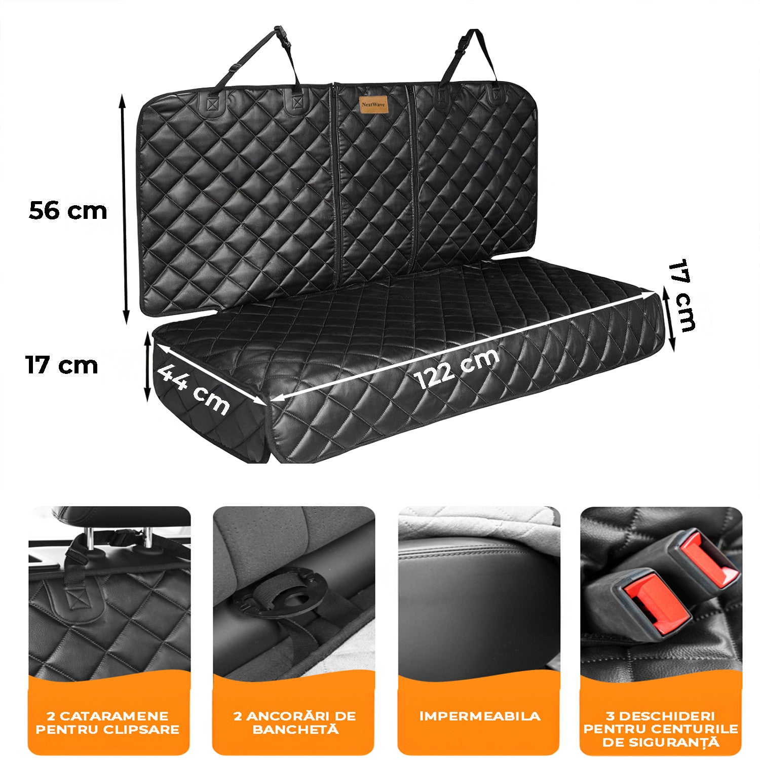 Husa scaune auto protectie si transport animale NextWave®️, universala, taxi, ride sharing, caini, pisici ofera protectie – imaginea 8