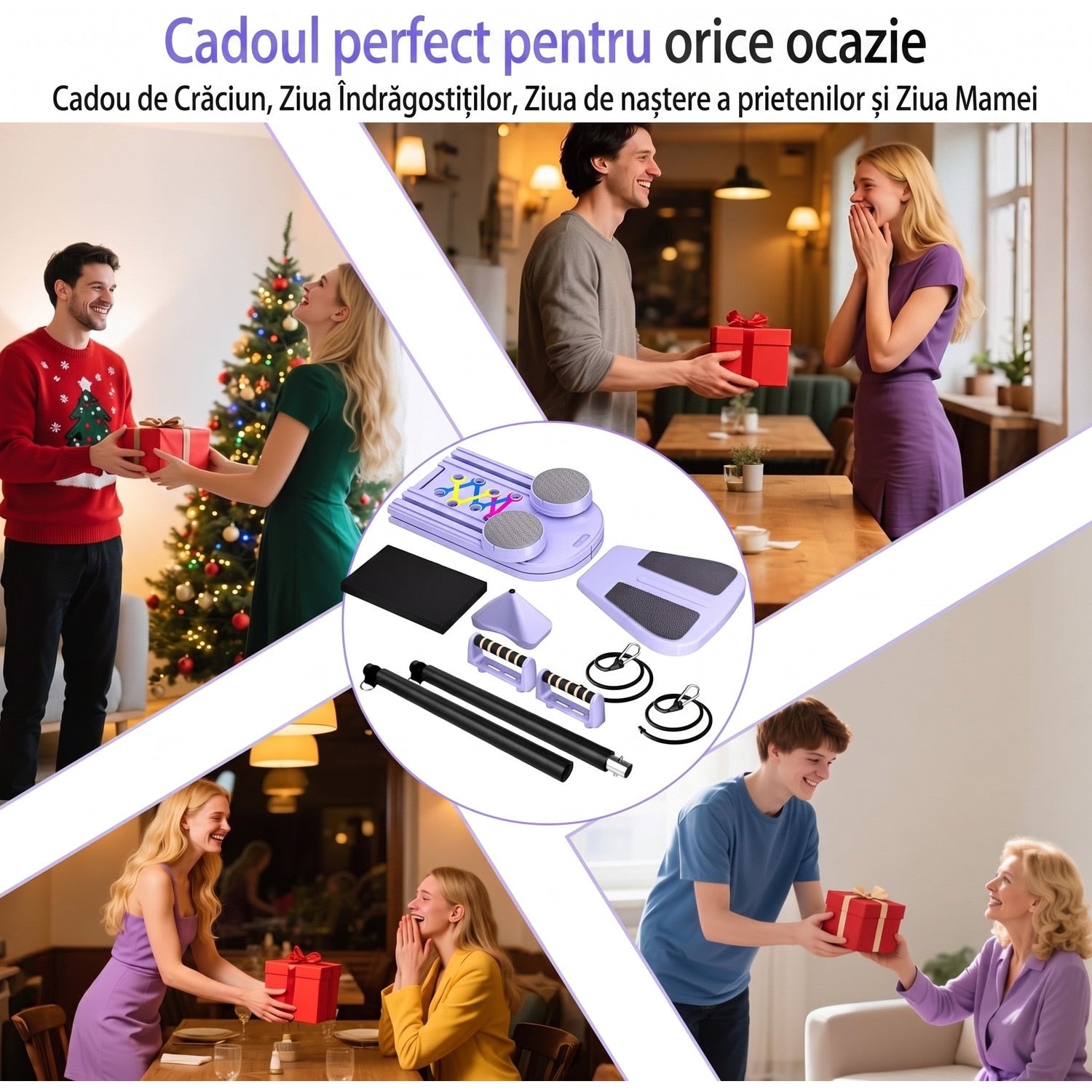 Placa Pilates multifunctionala NextWave®️, set reformer 6 in 1 pliabil pentru abdomen si sculptarea corpului, cu – imaginea 9