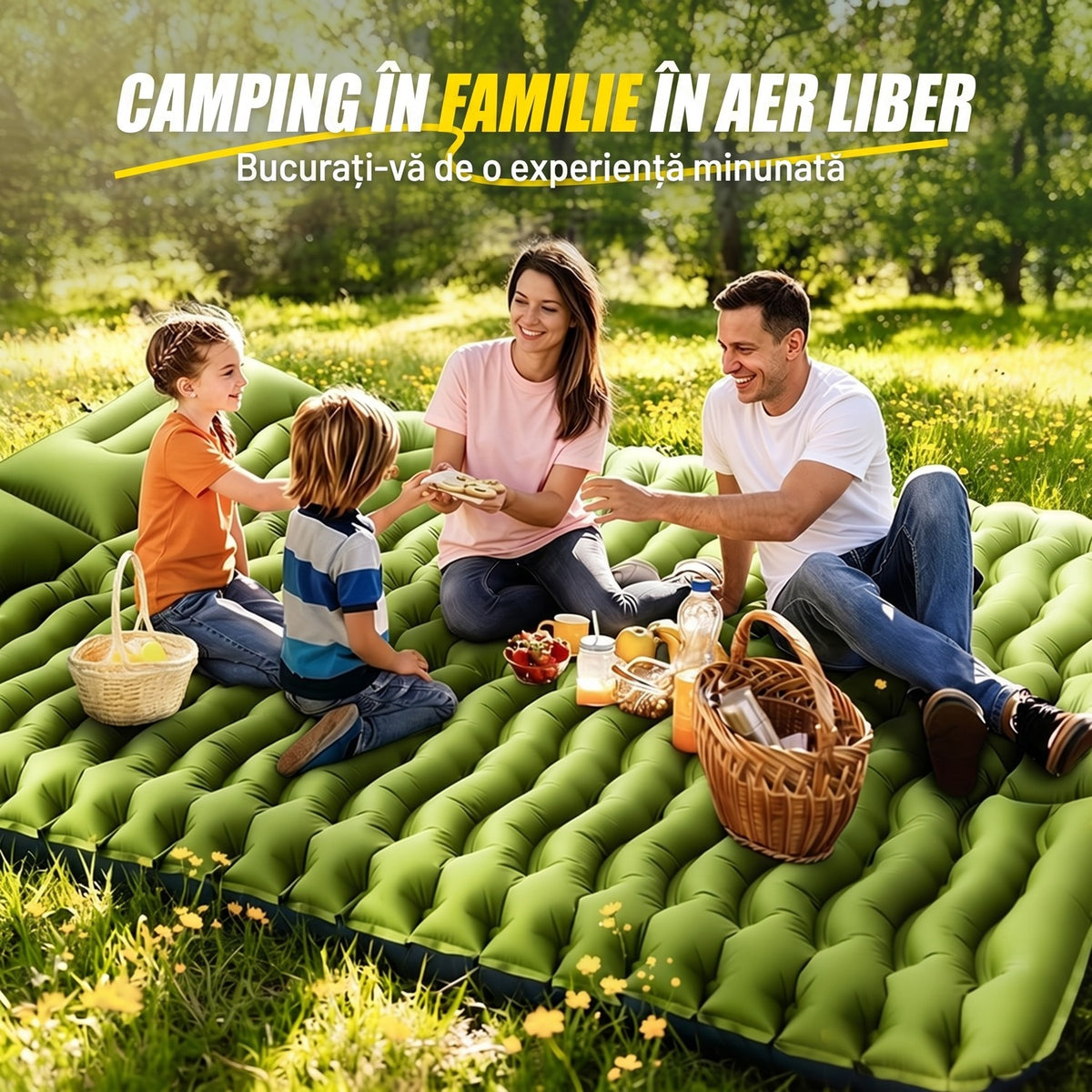 Saltea gonflabilă de camping dublă NextWave®️, pompă de picior integrată pentru umflare rapidă, perne încorporate, celule de – imaginea 9