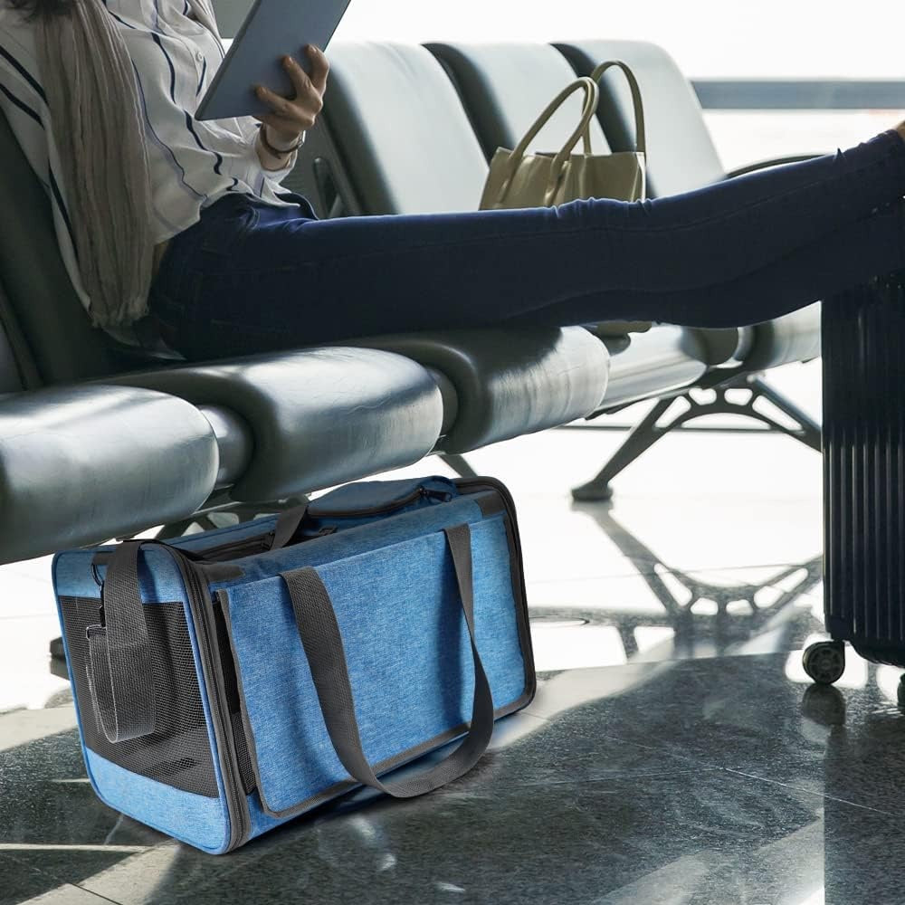 Geanta pentru transport animale mici NextWave®, pisica, caine, iepure, din panza, 46x30x30, Baza rezistenta cu covoras, Usor – imaginea 9