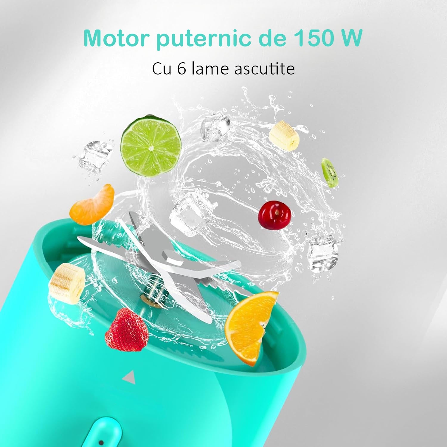 Mini Blender Electric NextWave™, Portabil, Multifunctional, Auto-curatare, Autonomie Mare, Baterie reincarcabila 4000mAh – imaginea 9