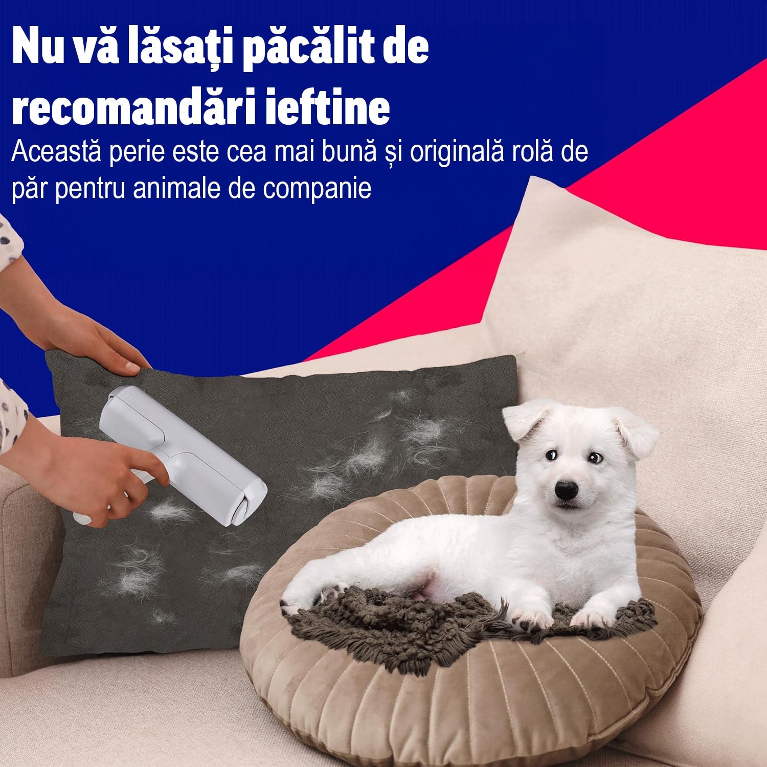Perie pentru curatarea parului NextWave® de pisici, caini sau alte animale de companie, reutilizabila, Alb – imaginea 9