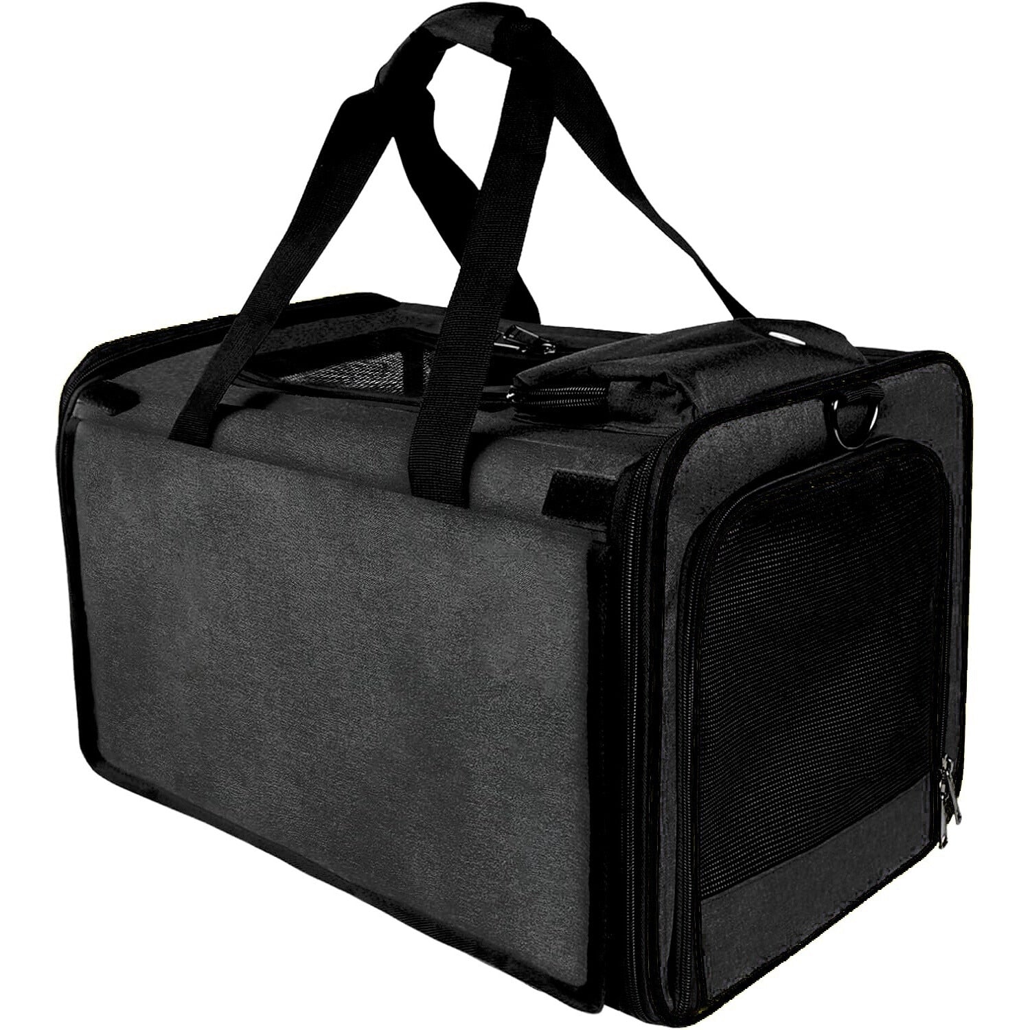 Geanta pentru transport animale mici NextWave®, pisica, caine, iepure, din panza, 46x30x30, Baza rezistenta cu covoras, Usor – imaginea 9
