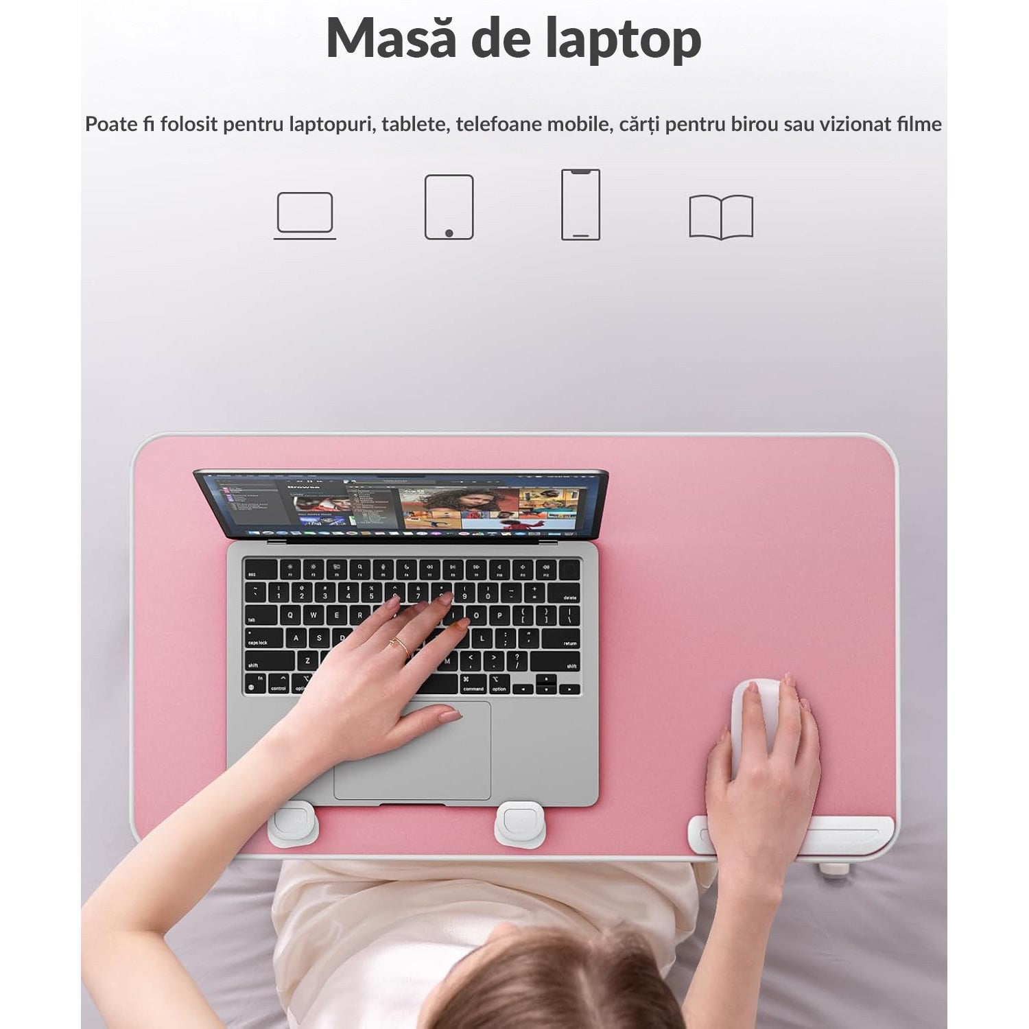 Masa pliabila pentru Laptop NextWave®️, pentru birou, pat sau canapea, 5 niveluri de inaltime si 4 unghiuri de inclinare – imaginea 9