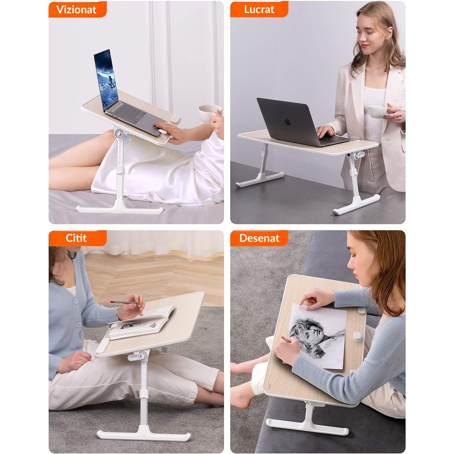 Masa pliabila pentru Laptop NextWave®️, pentru birou, pat sau canapea, 5 niveluri de inaltime si 4 unghiuri de inclinare – imaginea 9