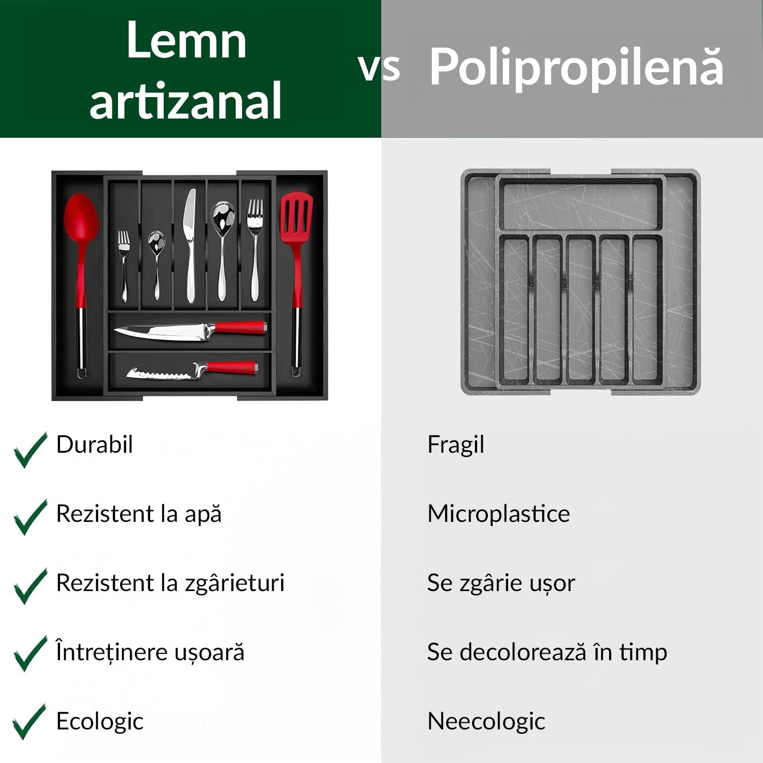 Organizator extensibil pentru tacamuri si ustensile NextWave – bambus natural lacuit, finisaj negru elegant, 9 compartimente – imaginea 9