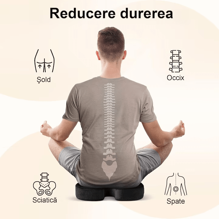 Pernă pentru șezut NextWave Spumă cu memorie Confort ergonomic pentru birou și mașină Negru