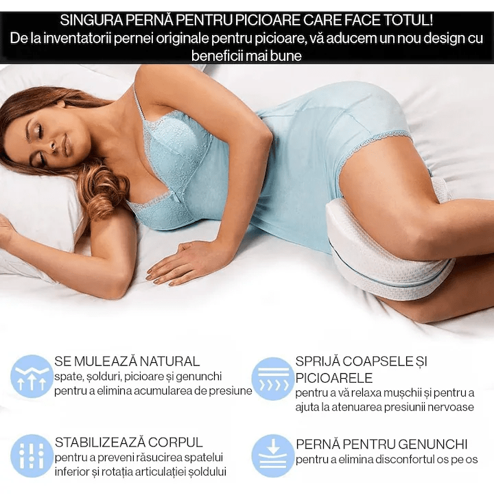 Pernă pentru genunchi NextWave Spumă cu memorie Confort ergonomic pentru relaxare și somn Albă
