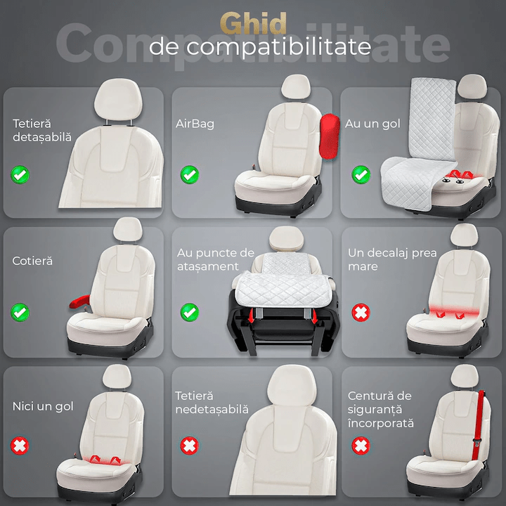 Husa scaun auto universala NextWave®️, ofera protectie scaun fata, universala, masina personala, taxi, ride sharing, antialunecare, material respirabil, pentru toate sezoanele
