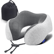 Perna de calatorie NextWave Spuma cu memorie Confort ergonomic pentru drumuri lungi Gri