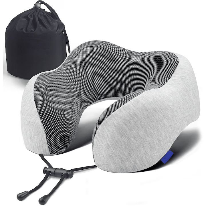 Perna de calatorie NextWave Spuma cu memorie Confort ergonomic pentru drumuri lungi Gri