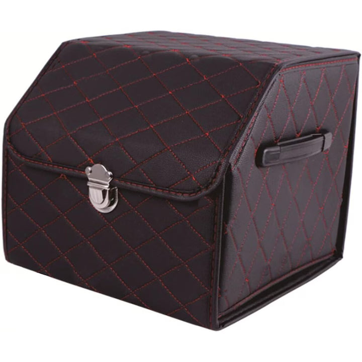 Organizator portbagaj auto Premium NextWave®️, Multifunctional, Pliabil, Rezistent, Manere Laterale, Prindere cu catarame, 2 compartimente mari, 53x31x30 cm, Rosu Negru