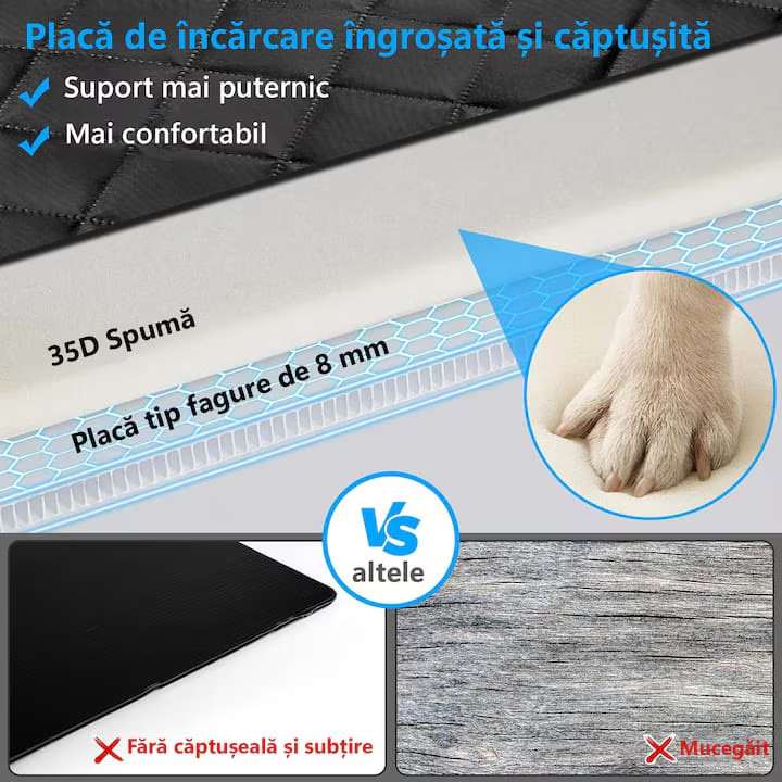 Husa scaune auto, protectie si transport animale extinsa NextWave®️, insertie 3 placi pentru caini, pisici de toate taliile, rezistenta pana la 142 kg, pat animale, ofera protectie bancheta spate autoturism, Universala, Negru